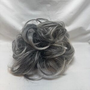 Synthetic Hair Bun Elastic Messy Curly Salt and Pepper Gray Chic Trendy